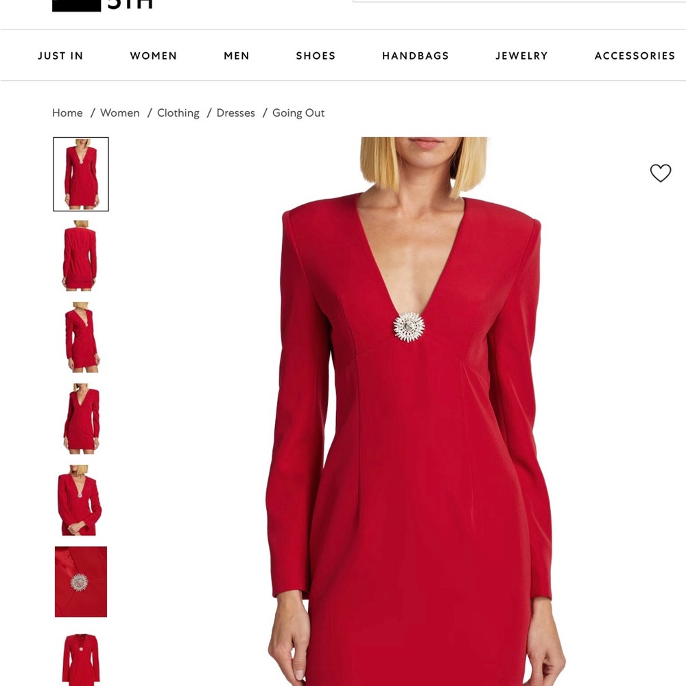 Generation Love Red Long Sleeve Dress with Brooch